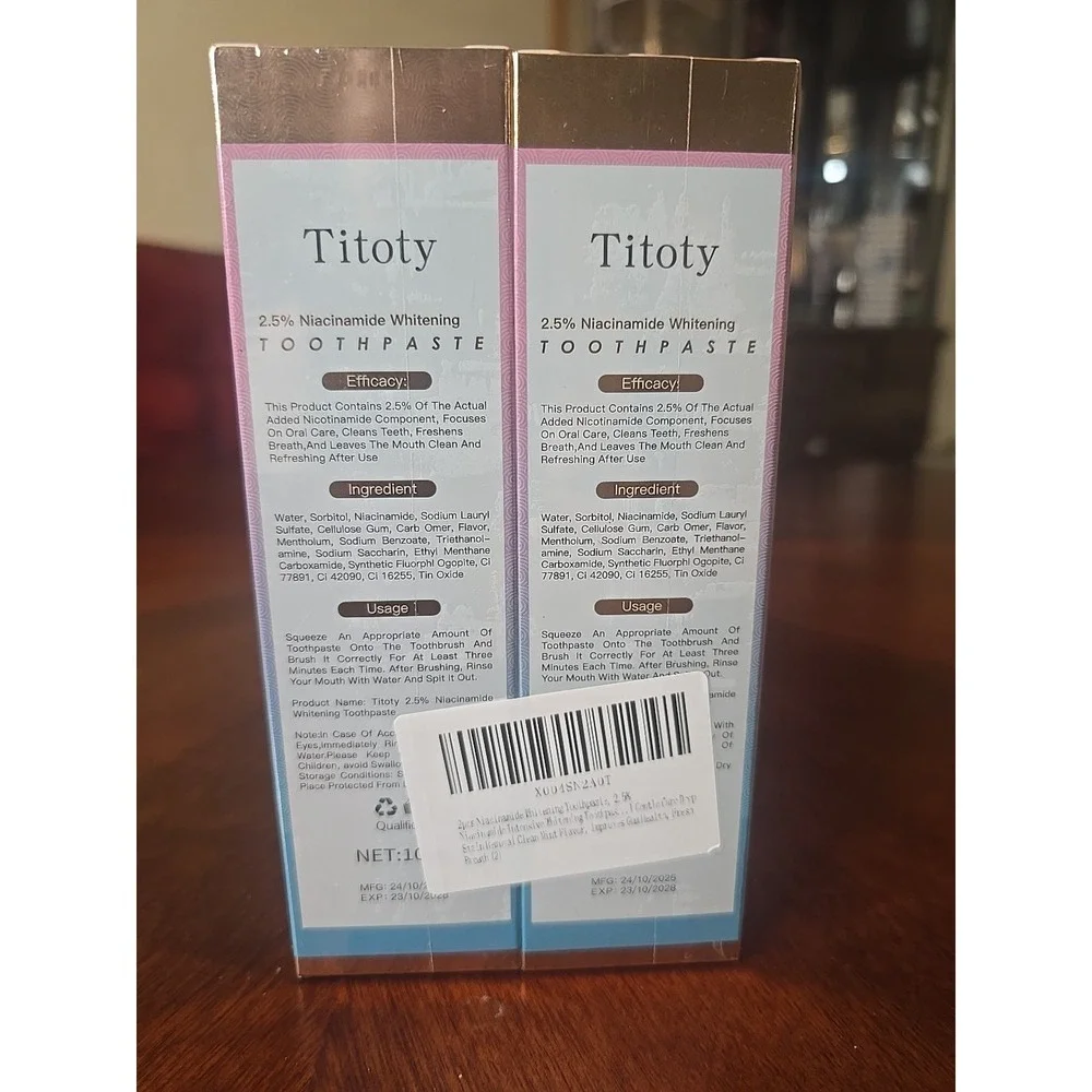 2Pcs Niacinamide Mint Whitening Toothpaste Fresh Breath‎ Gentle Care Teeth Clean